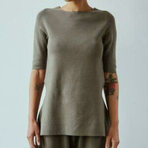 Lauren Manoogian Stretch Apron Tee Top in Lead Size 3, Medium